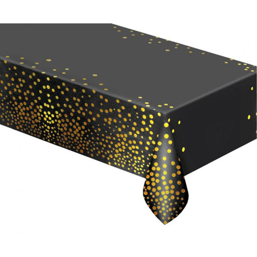 Picture of BLACK TABLECLOTH WITH GOLD DOTS 167X183CM